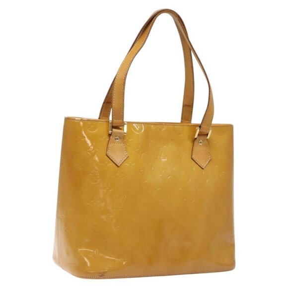 LOUIS VUITTON Monogram Vernis Houston Hand Bag Beige M91004 LV Auth 118545 - Picture 1 of 16